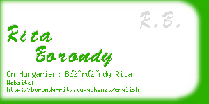rita borondy business card